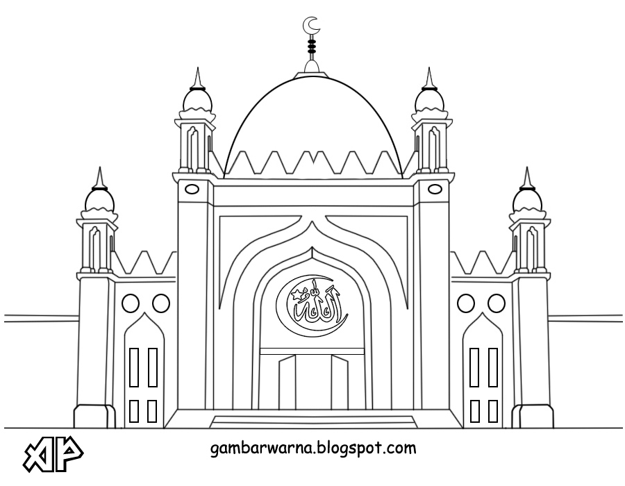 Mewarnai Gambar Masjid | Belajar Mewarnai Gambar