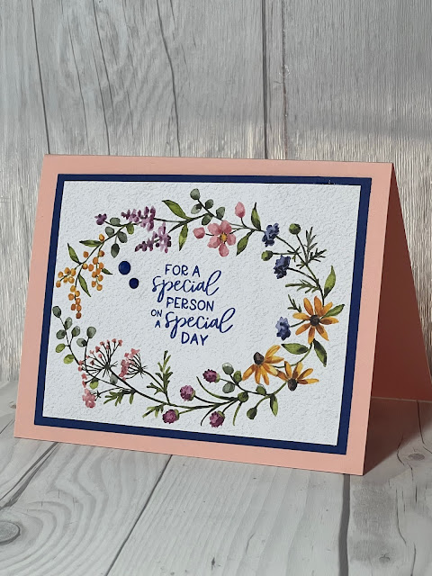 Floral greeting card using a Sale-a-Bration Selection called Dainty Flowes Designer Series Paper from Stampin' Up!