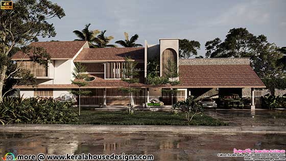 Wide Green House Design