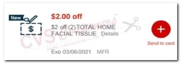 $2.00/2 Total Home Facial Tissue CVS crt Coupon (Select CVS Couponers)