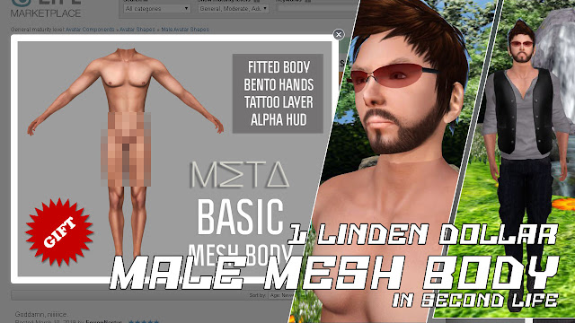 Male Mesh Body For Only 1 Linden Dollar | In Second Life