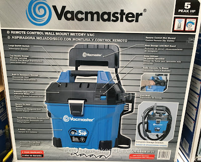 Costco 1043254 - A home auto shop is not complete without the Vacmaster Remote Control Wall Mount Wet/Dry Shop Vacuum