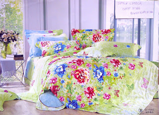 sprei motif bunga kupu hijau