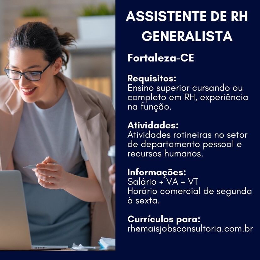 Vaga Assistente de RH em Fortaleza/Ce