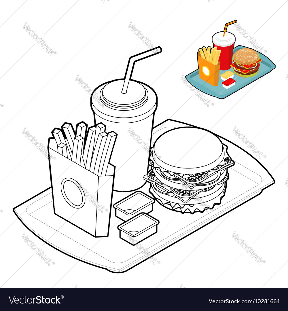 Food In Linear Style Big Vector Image