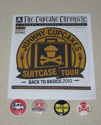 The Johnny Cupcakes Suitecase Tour Cupcake Chronicle and Tour Exclusive Buttons