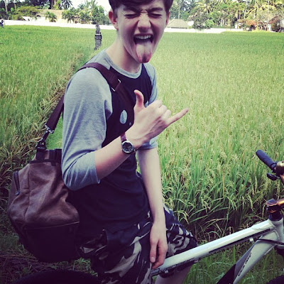 Greyson Chance Bali 2013 Short Pants Bike Photo