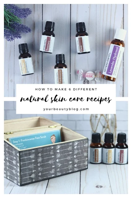 DIY natural skin care recipes with essential oils, aloe vera, apple cider vinegar, honey, and coconut oil. Make a simple skincare routine with homemade face masks, scrubs, acne treatments, and other DIY beauty ideas. Includes 6 simple home remedies and beauty hacks to make the best natural products for your skin. Learn the benefits of using natural ingredients for skin care at home. #essentialoils #skincare