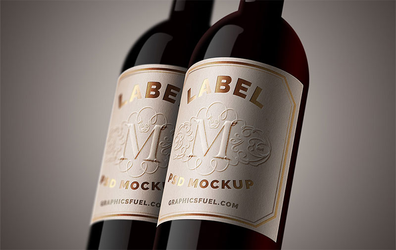 Wine Bottle Label Mockup PSD