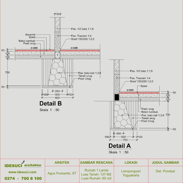 Desain Rumah 1 Lantai Type 65 di Lempongsari