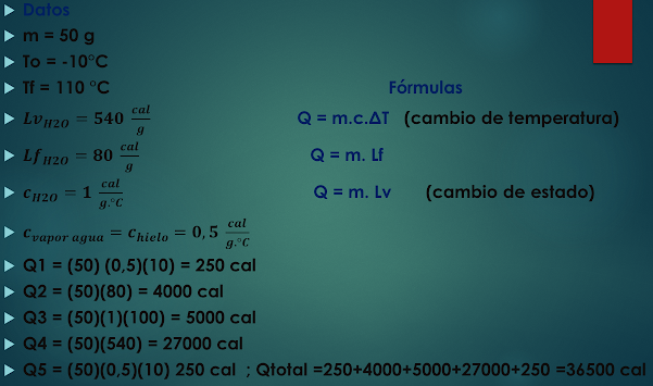 problemas calor latente vaporizacion vapor agua cambio estado