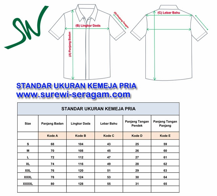 Standar Ukuran Kemeja Dan Celana Di Surewi Wardrobe 