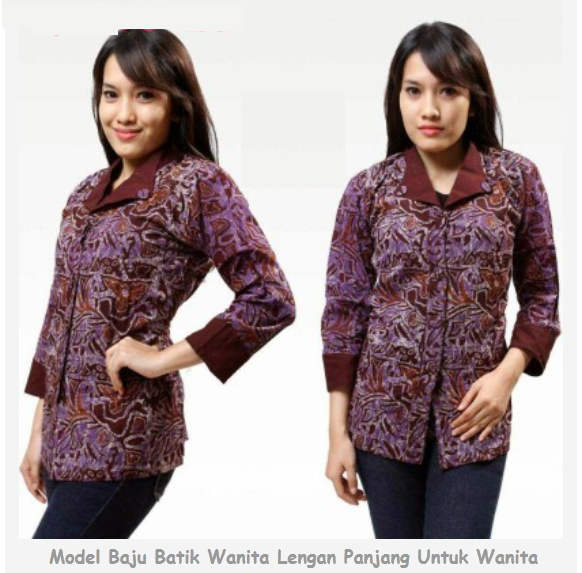 Model Baju  Batik  Wanita  Lengan  Panjang  Untuk  Kerja