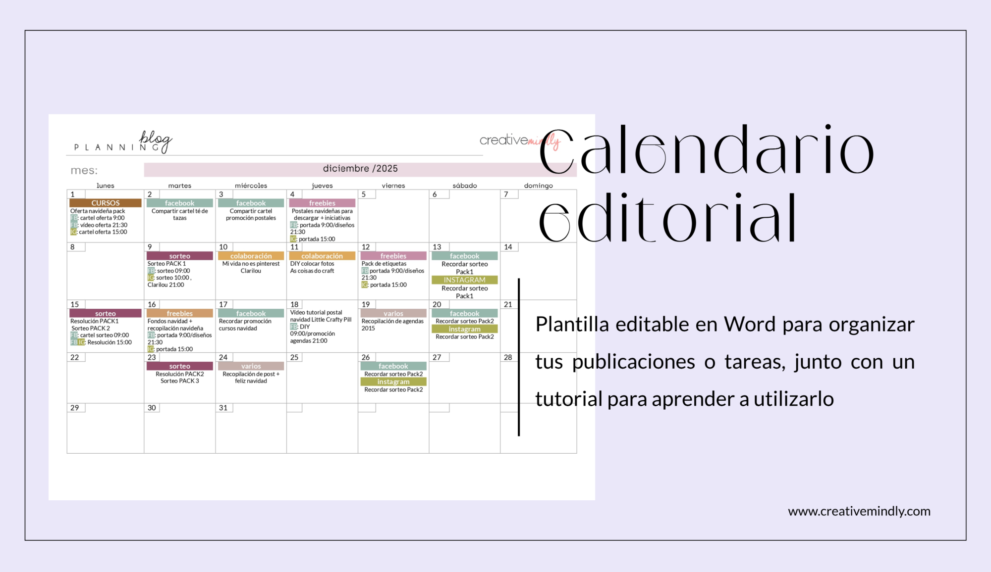 Calendario editorial gratis descargar