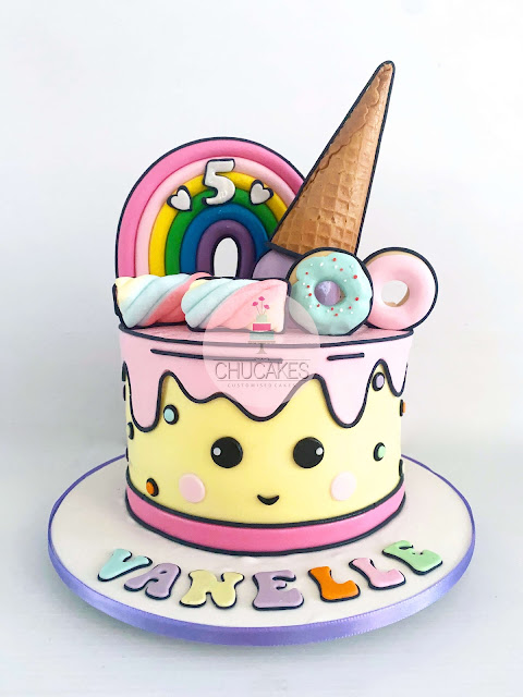 comic cake chucakes donut donuts rainbow face ice cream marshmallow fondant cake