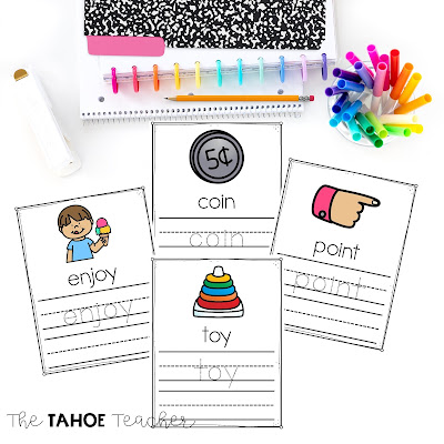 OI and OY words phonics read and write cards for centers and interventions