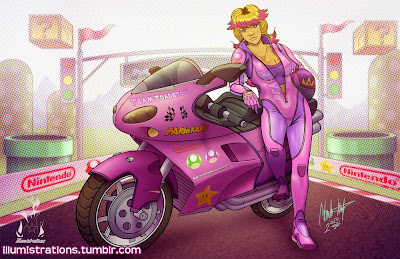 Super princess peach nintendo mario kart mariokart fan art sketch illustration illumistrations sexy princess gaming