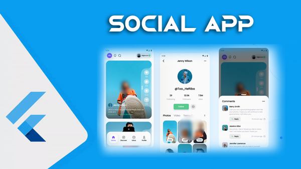 تطبيق سوشيال ميديا باستخدام Flutter مع تصميم مختلف
