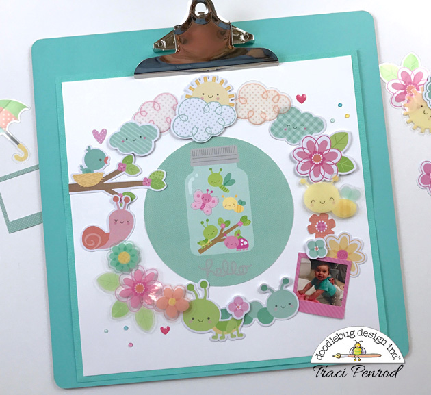 12x12 Spring Scrapbook Page Layout with Doodlebug