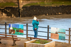 Photo of me getting wet while taking photos of Maryport across the basin. Photo by Ronnie Bell