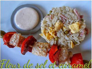 Brochettes de saumon au chorizo et poivron