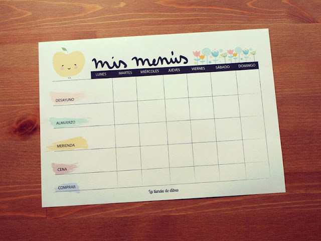 [freebie] Planning imprimible para menú semanal La tienda de dibus