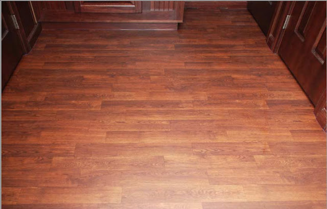 The Oxford Restroom Faux Mahogany Wood Flooring