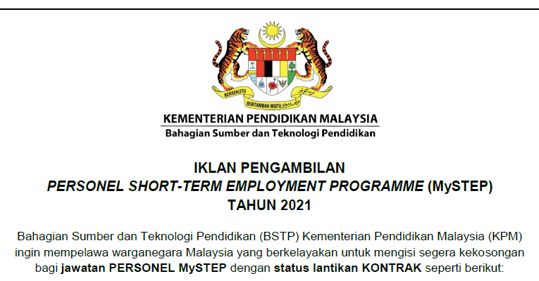 Jawatan Kosong Kementerian Pendidikan Malaysia Kpm Jobcari Com Jawatan Kosong Terkini