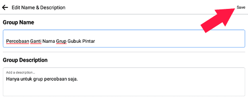 Mengubah Nama Grup Facebook Melalui HP