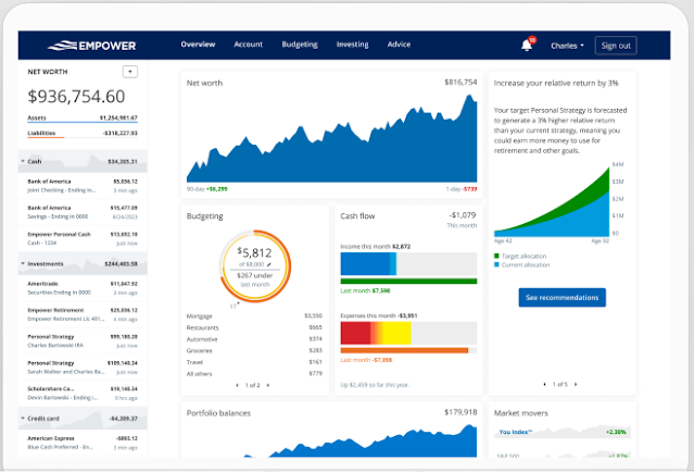 Tela com o sistema de IA da Personal Capital