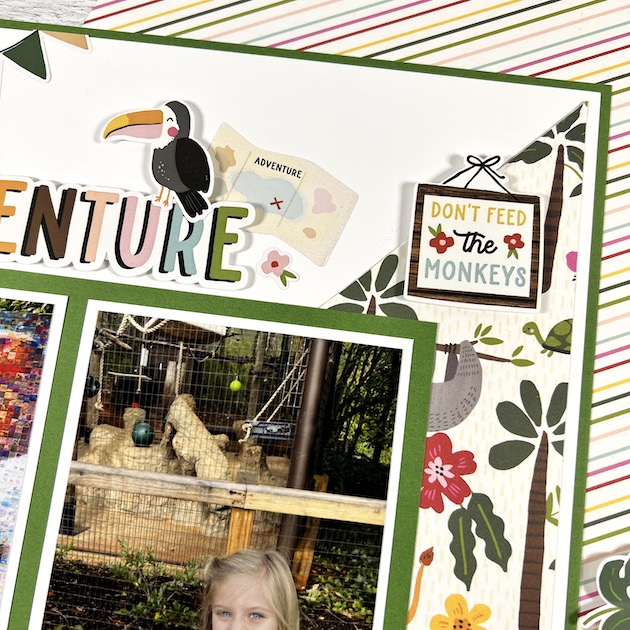 12x12 Zoo & Animal Scrapbook Page Layout with toucan bird