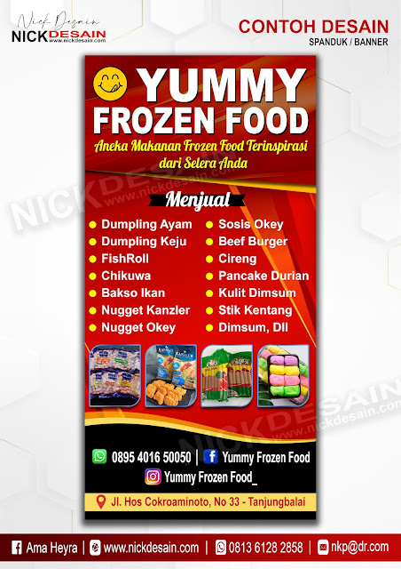 Contoh Desain Spanduk Frozen Food Warna Merah - Percetakan Tanjungbalai Nick Desain