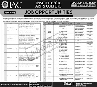 Institute for Arts and Culture IAC Jobs 2022 - jobs@iac.edu.pk Online Apply