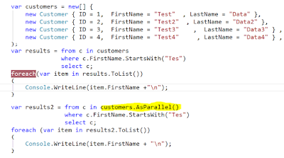 Create Parallel LINQ and execute