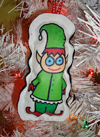 green Christmas elf pillow