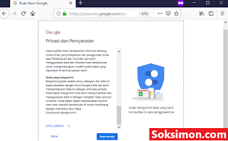 Setuju dengan syarat membuat akun gmaiil