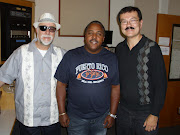 LR: Emiliano Echeverria, Rafael Lay Jr. (Orquesta Aragon) & KPFA's Luis . (ee rafaellay luism dsci )