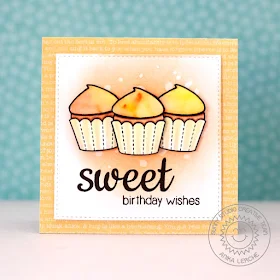 Sunny Studio Stamps: Sweet Shoppe Watercolored Cupcake Card by Anni Lerche.