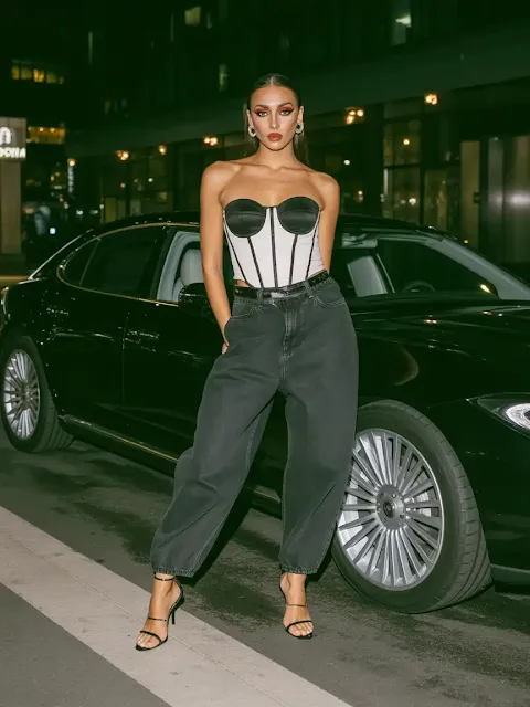 Edgy Glam with a Corset Top & Heels