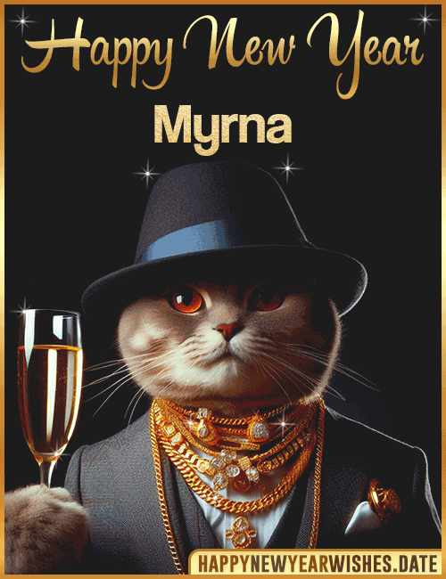 Happy New Year Cat Funny Gif Myrna