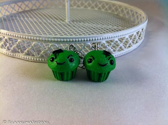 Kawaii Halloween Zombie Cupcake earrings