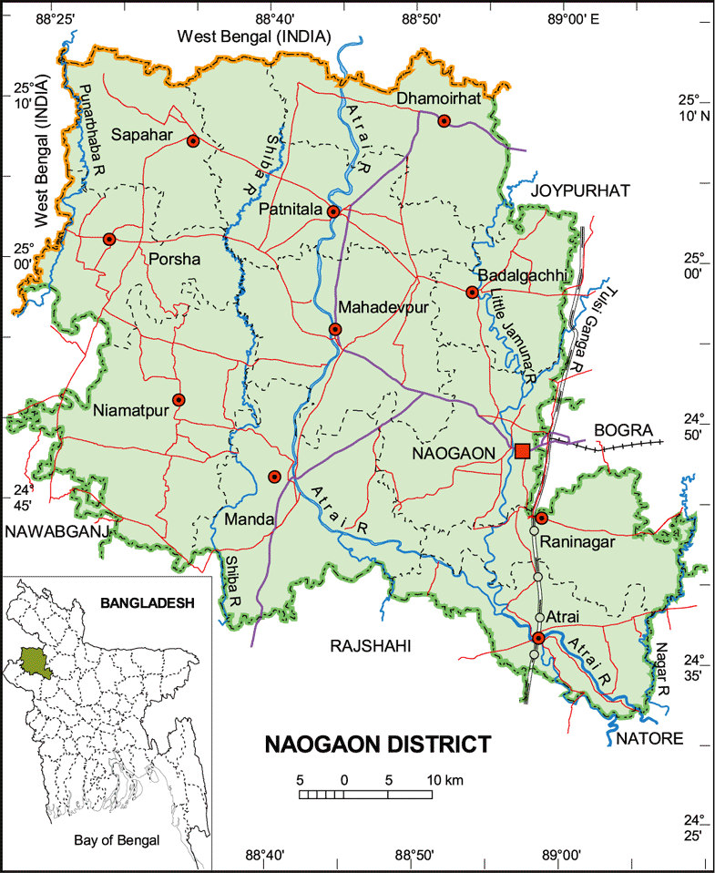 Map Of Bangladesh Districts. Naogaon District Map