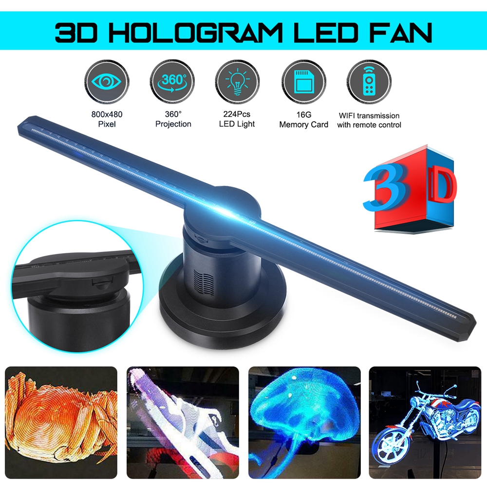  3D  LED  WiFi Holographic  Projector Display Fan  32G TF 