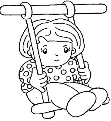 Kids Pictures For Coloring. Child on Swing- Kids Coloring