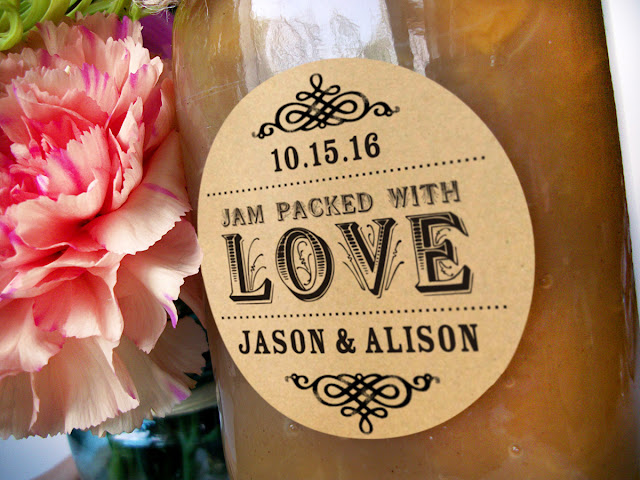 Kraft Jam Packed with Love Wedding canning jar labels