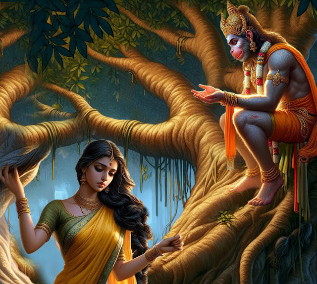 Hanuman speaking to Seetha