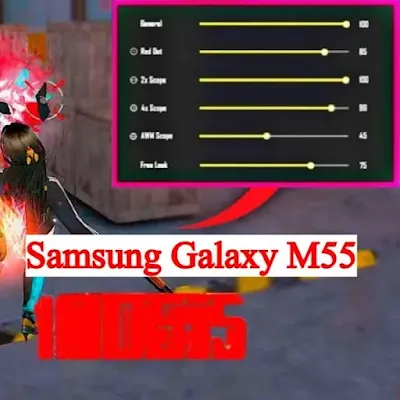 أفضل إعدادات الحساسية و الهيدشوت فري فاير على هاتف سامسونج Samsung M55