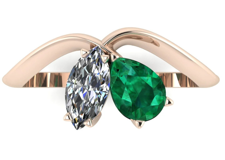 rose gold and emerald ring