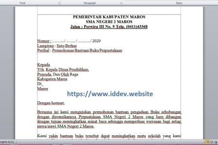 Contoh Surat Permohonan Bantuan Buku 2021 Id Dev Website Indonesia