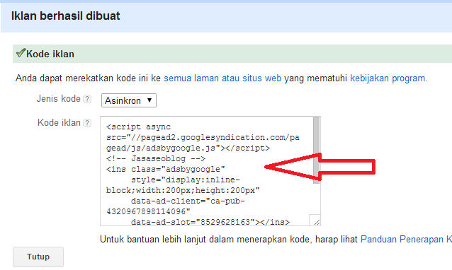 Cara Pasang Kode Iklan Google Adsense di Blog